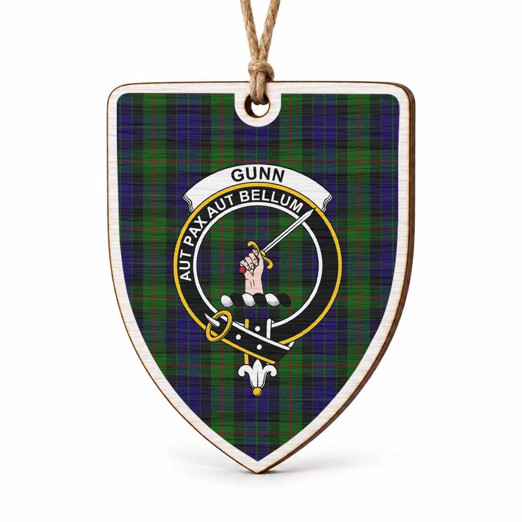 Gunn Tartan Crest Shield Wood Ornament , Scottish Heritage Family Keepsake Gift