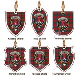 MacNaughton (McNaughton) Tartan Crest Shield Wood Ornament , Scottish Heritage Family Keepsake Gift