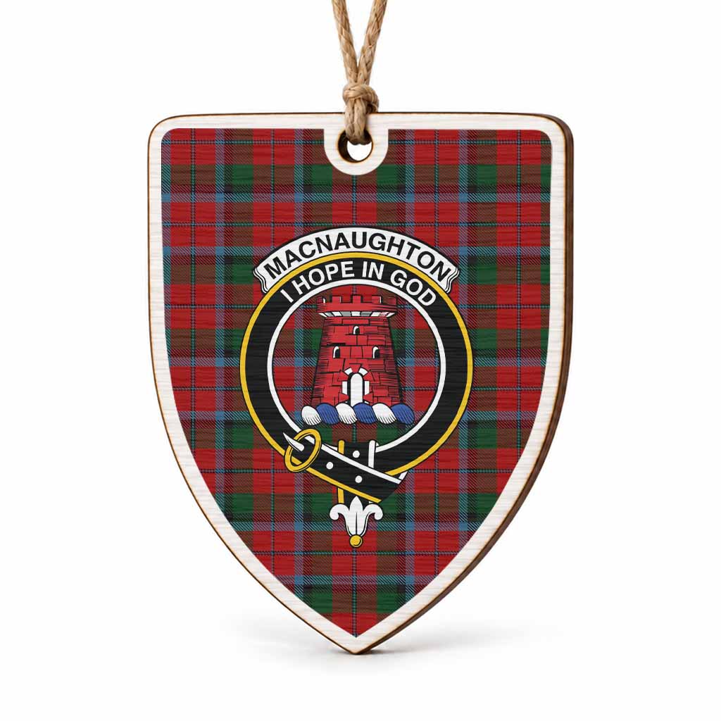 MacNaughton (McNaughton) Tartan Crest Shield Wood Ornament , Scottish Heritage Family Keepsake Gift