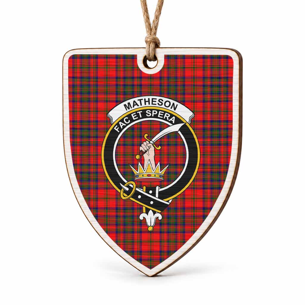 Matheson Tartan Crest Shield Wood Ornament , Scottish Heritage Family Keepsake Gift