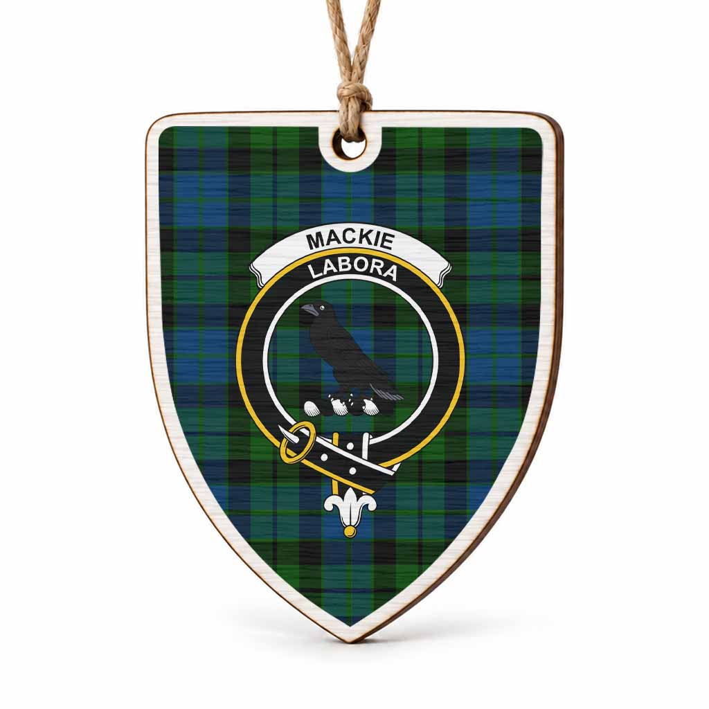 MacKie (McKie) Tartan Crest Shield Wood Ornament , Scottish Heritage Family Keepsake Gift