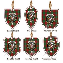 Lennox Tartan Crest Shield Wood Ornament , Scottish Heritage Family Keepsake Gift