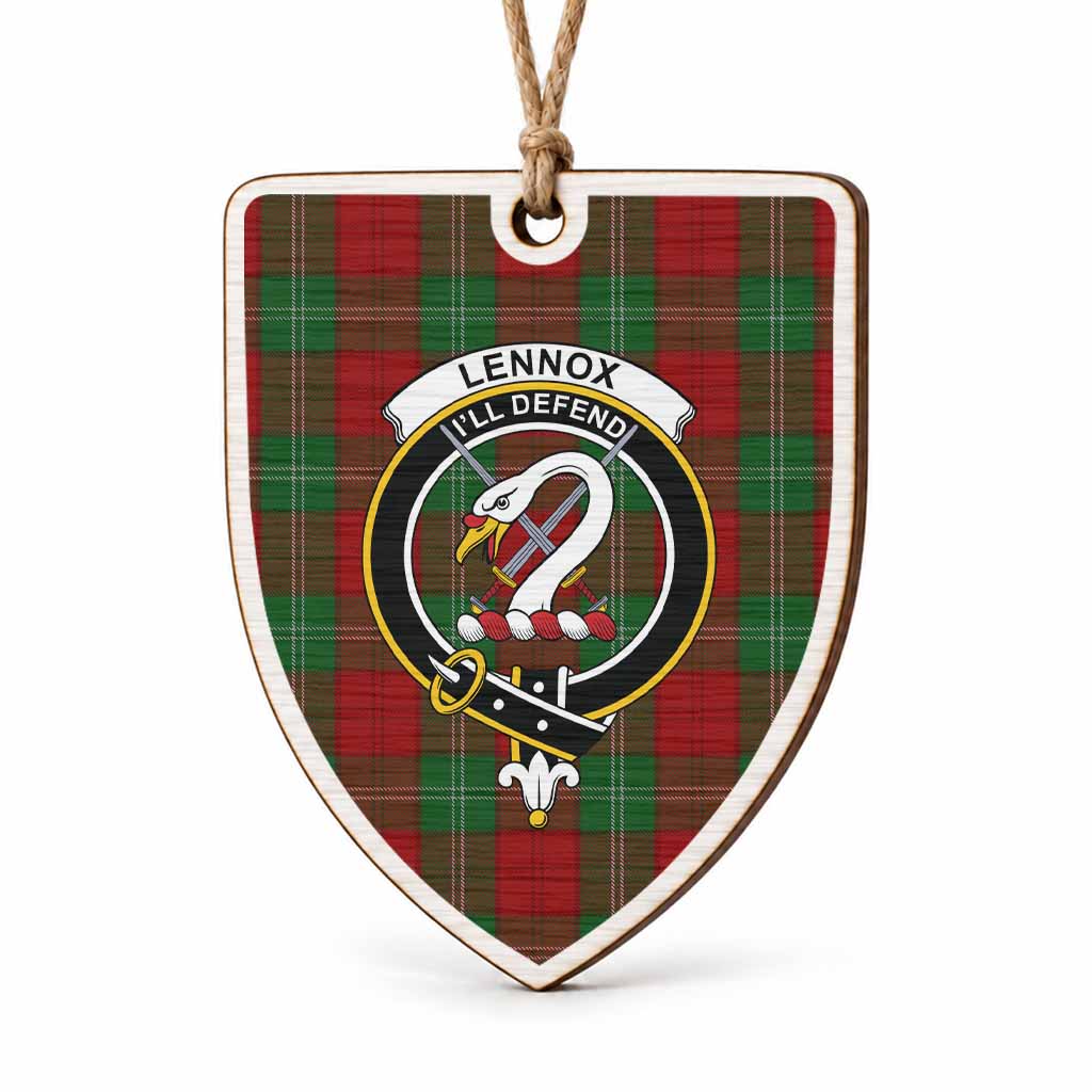 Lennox Tartan Crest Shield Wood Ornament , Scottish Heritage Family Keepsake Gift