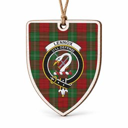 Lennox Tartan Crest Shield Wood Ornament , Scottish Heritage Family Keepsake Gift