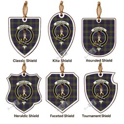 MacLellan (McLellan) Tartan Crest Shield Wood Ornament , Scottish Heritage Family Keepsake Gift