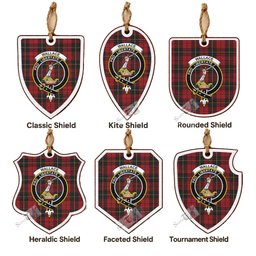 Wallace Tartan Crest Shield Wood Ornament , Scottish Heritage Family Keepsake Gift