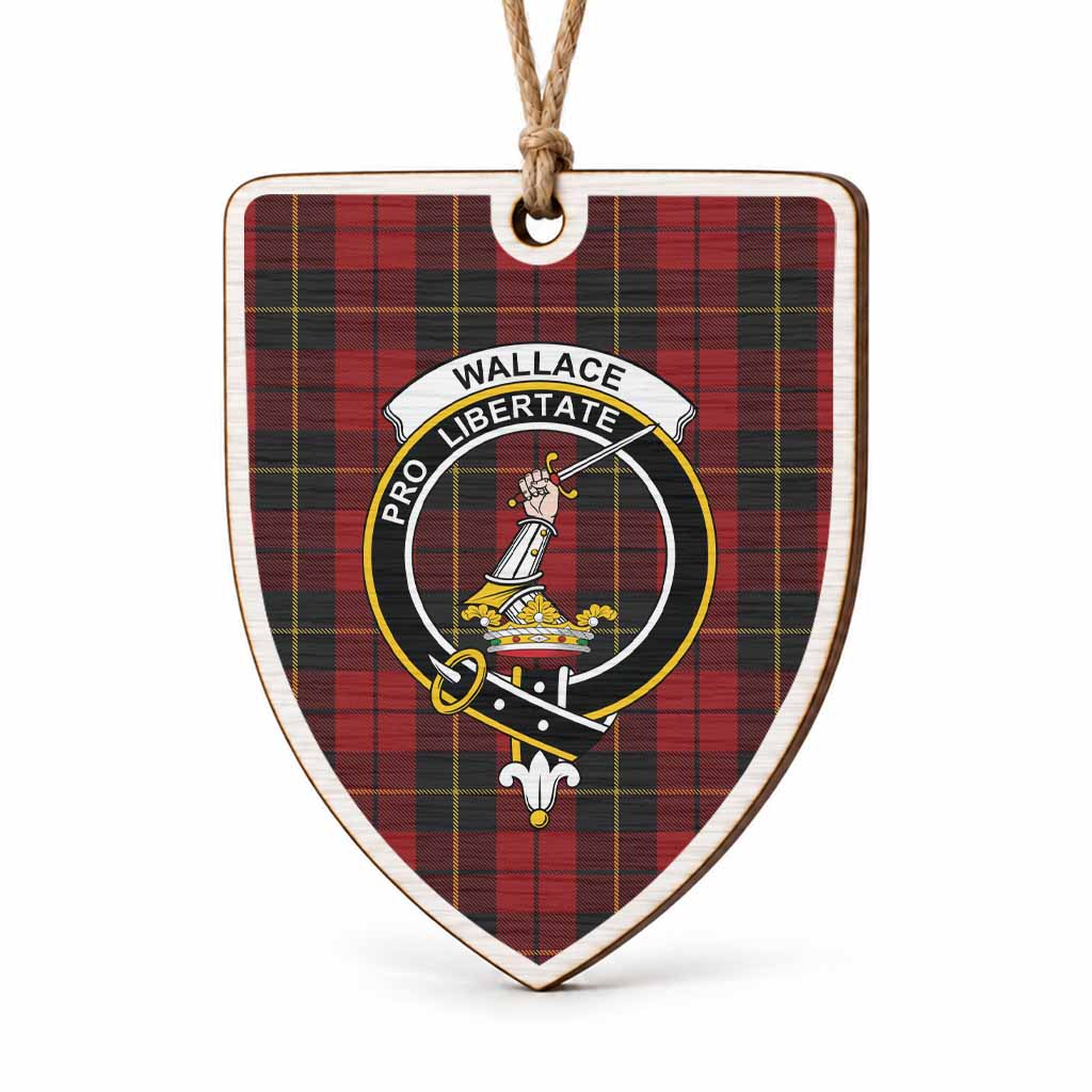 Wallace Tartan Crest Shield Wood Ornament , Scottish Heritage Family Keepsake Gift