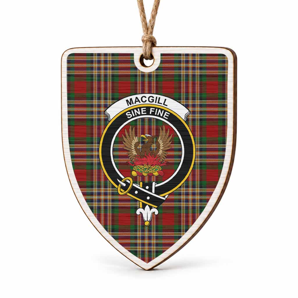 MacGill (MakGill) Tartan Crest Shield Wood Ornament , Scottish Heritage Family Keepsake Gift
