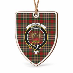 MacGill (MakGill) Tartan Crest Shield Wood Ornament , Scottish Heritage Family Keepsake Gift