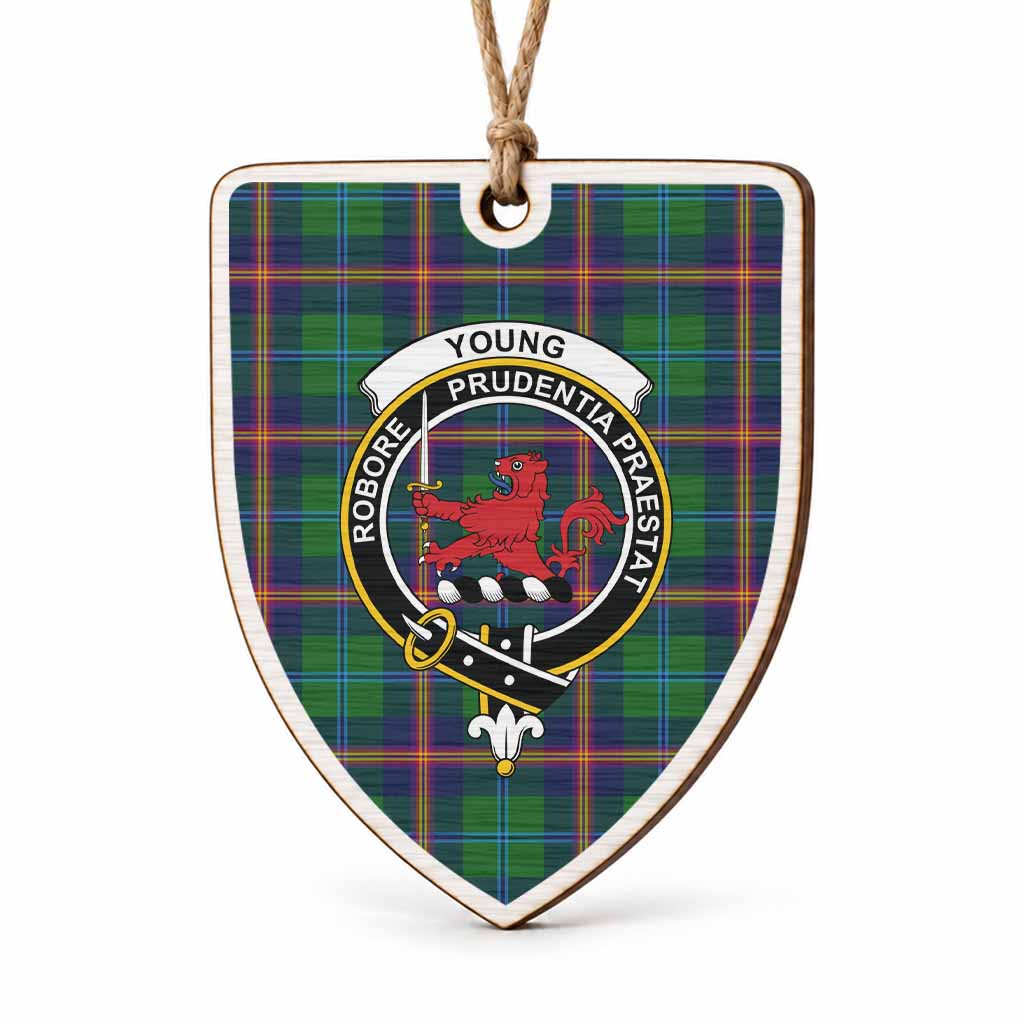 Young Tartan Crest Shield Wood Ornament , Scottish Heritage Family Keepsake Gift