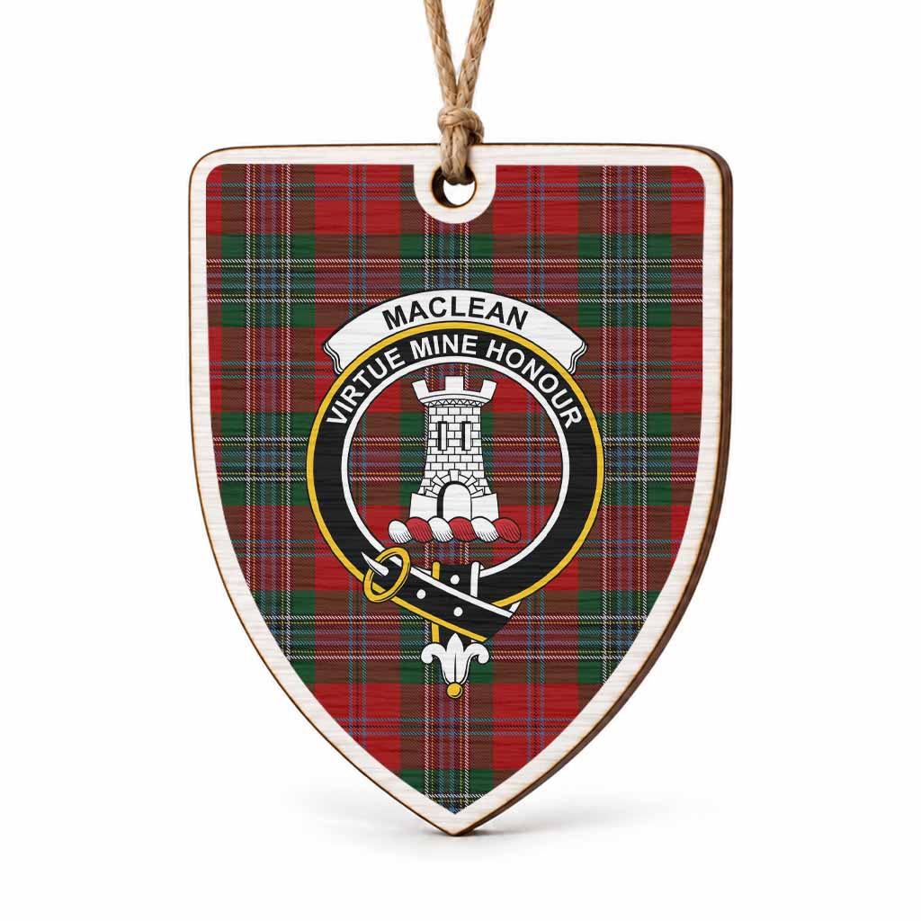 MacLean (McLean) Tartan Crest Shield Wood Ornament , Scottish Heritage Family Keepsake Gift