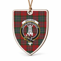 MacLean (McLean) Tartan Crest Shield Wood Ornament , Scottish Heritage Family Keepsake Gift