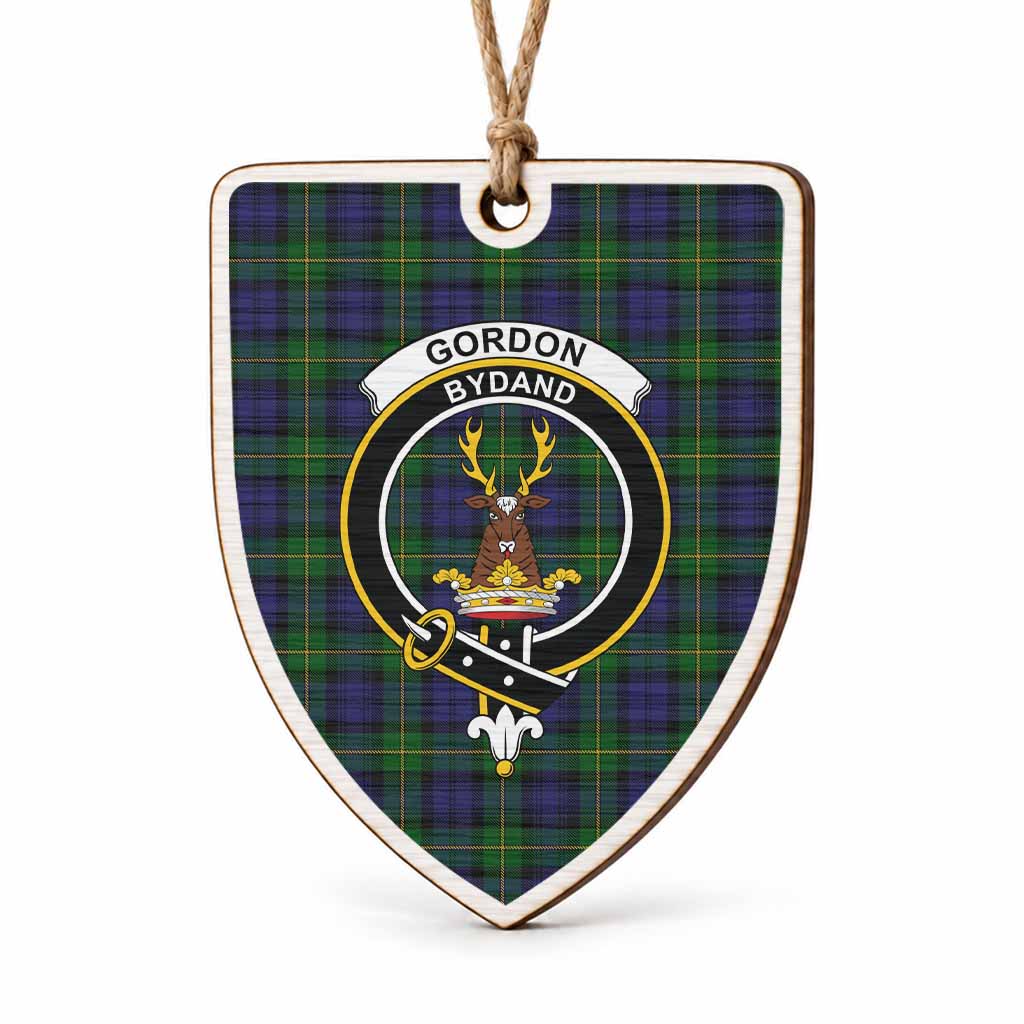 Gordon Tartan Crest Shield Wood Ornament , Scottish Heritage Family Keepsake Gift