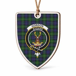 Gordon Tartan Crest Shield Wood Ornament , Scottish Heritage Family Keepsake Gift