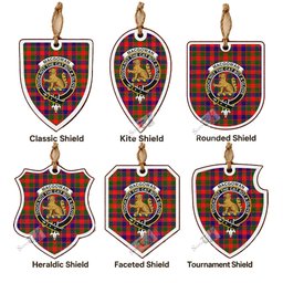 MacGowan (McGowan) Tartan Crest Shield Wood Ornament , Scottish Heritage Family Keepsake Gift