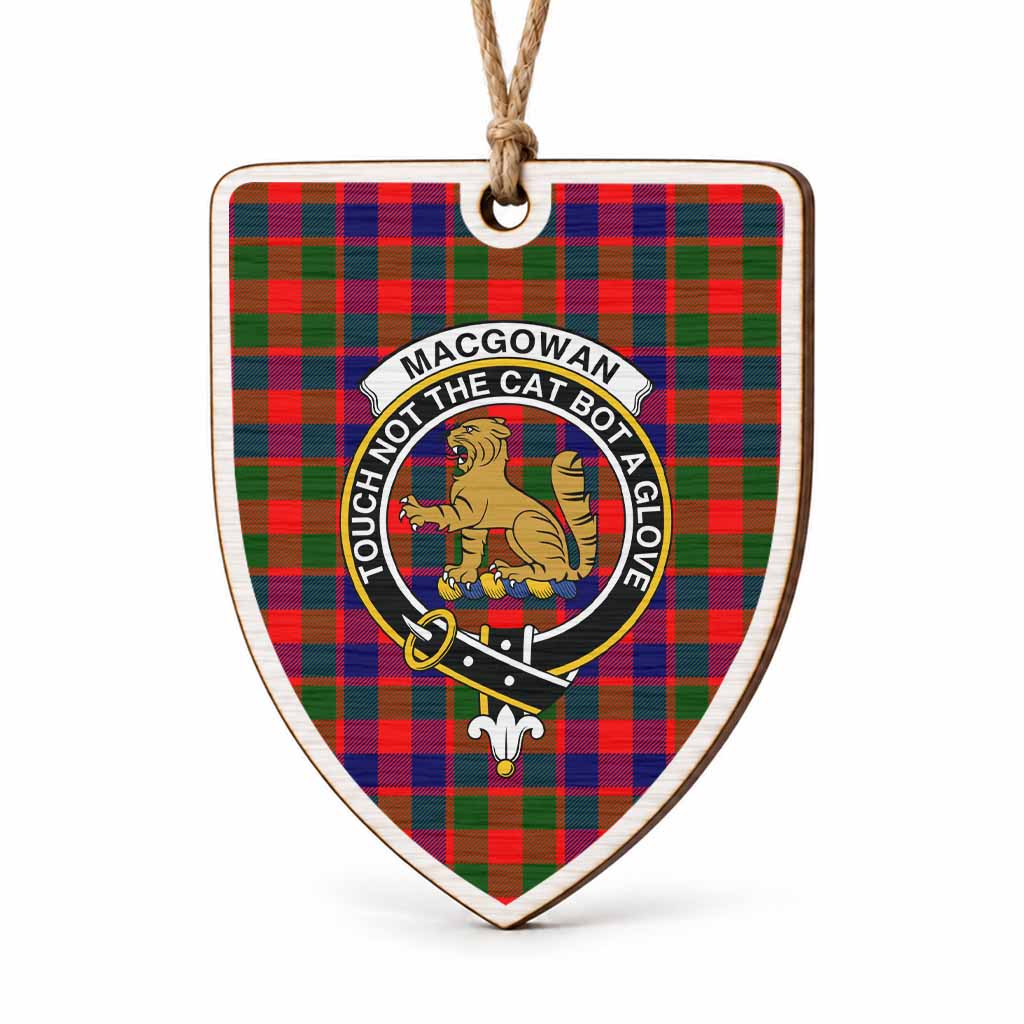 MacGowan (McGowan) Tartan Crest Shield Wood Ornament , Scottish Heritage Family Keepsake Gift