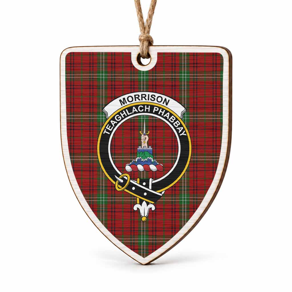 Morrison Tartan Crest Shield Wood Ornament , Scottish Heritage Family Keepsake Gift
