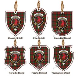 MacNicol (McNicol) Tartan Crest Shield Wood Ornament , Scottish Heritage Family Keepsake Gift