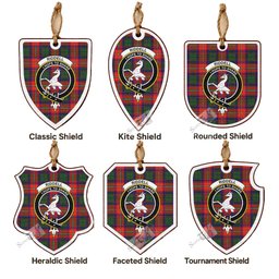 Riddell Tartan Crest Shield Wood Ornament , Scottish Heritage Family Keepsake Gift