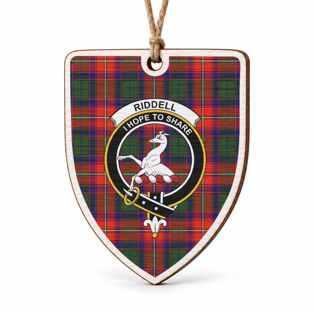 Riddell Tartan Crest Shield Wood Ornament , Scottish Heritage Family Keepsake Gift