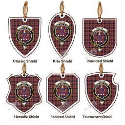Ogilvie (Ogilvy) Tartan Crest Shield Wood Ornament , Scottish Heritage Family Keepsake Gift