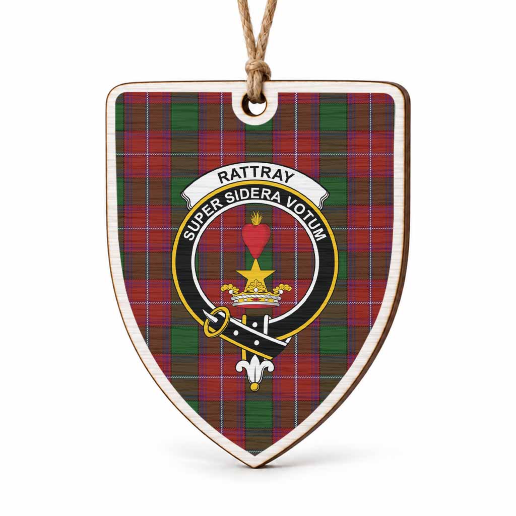 Rattray Tartan Crest Shield Wood Ornament , Scottish Heritage Family Keepsake Gift