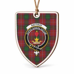 Rattray Tartan Crest Shield Wood Ornament , Scottish Heritage Family Keepsake Gift
