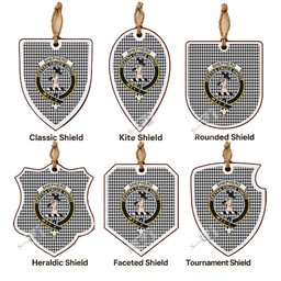 Shepherd Tartan Crest Shield Wood Ornament , Scottish Heritage Family Keepsake Gift