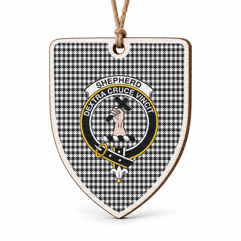 Shepherd Tartan Crest Shield Wood Ornament , Scottish Heritage Family Keepsake Gift