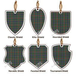 Bisset Tartan Shield Wood Ornament , Pick Your Clan & Regional Plaid