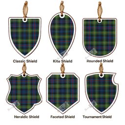 Baillie (Bailey) Tartan Shield Wood Ornament , Pick Your Clan & Regional Plaid