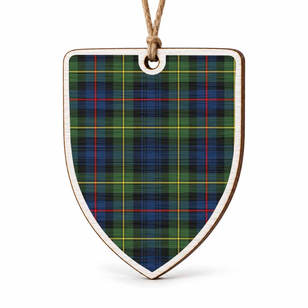 Baillie (Bailey) Tartan Shield Wood Ornament , Pick Your Clan & Regional Plaid