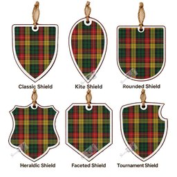 Buchanan Tartan Shield Wood Ornament , Pick Your Clan & Regional Plaid