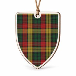 Buchanan Tartan Shield Wood Ornament , Pick Your Clan & Regional Plaid
