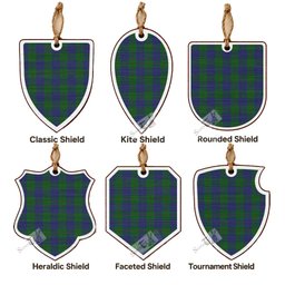Barclay Tartan Shield Wood Ornament , Pick Your Clan & Regional Plaid