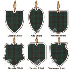 Dublin Tartan Shield Wood Ornament , Pick Your Clan & Regional Plaid