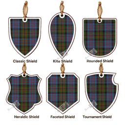 Bowie Tartan Shield Wood Ornament , Pick Your Clan & Regional Plaid