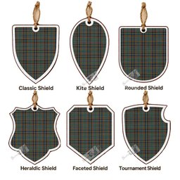Antrim Tartan Shield Wood Ornament , Pick Your Clan & Regional Plaid