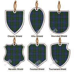 Colquhoun Tartan Shield Wood Ornament , Pick Your Clan & Regional Plaid