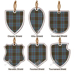 Anderson Tartan Shield Wood Ornament , Pick Your Clan & Regional Plaid