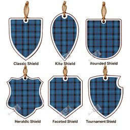 Fitzgerald Tartan Shield Wood Ornament , Pick Your Clan & Regional Plaid