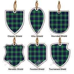 Abercrombie Tartan Shield Wood Ornament , Pick Your Clan & Regional Plaid