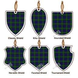 Campbell Tartan Shield Wood Ornament , Pick Your Clan & Regional Plaid