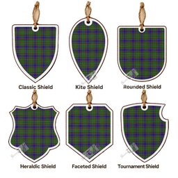 Adam Tartan Shield Wood Ornament , Pick Your Clan & Regional Plaid