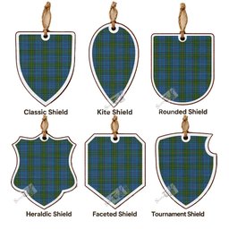 Donegal Tartan Shield Wood Ornament , Pick Your Clan & Regional Plaid