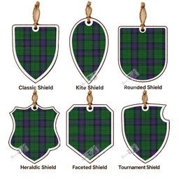 Armstrong Tartan Shield Wood Ornament , Pick Your Clan & Regional Plaid