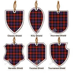 Brown (Broun) Tartan Shield Wood Ornament , Pick Your Clan & Regional Plaid