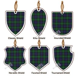 Black Watch Tartan Shield Wood Ornament , Pick Your Clan & Regional Plaid