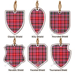 Aberdeen District Tartan Shield Wood Ornament , Pick Your Clan & Regional Plaid