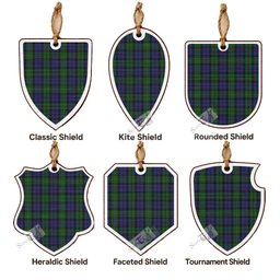 MacEwan (MacEwen) Tartan Shield Wood Ornament , Pick Your Clan & Regional Plaid